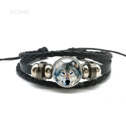 Load image into Gallery viewer, Mystic Wolf Moon Leather Bracelet
