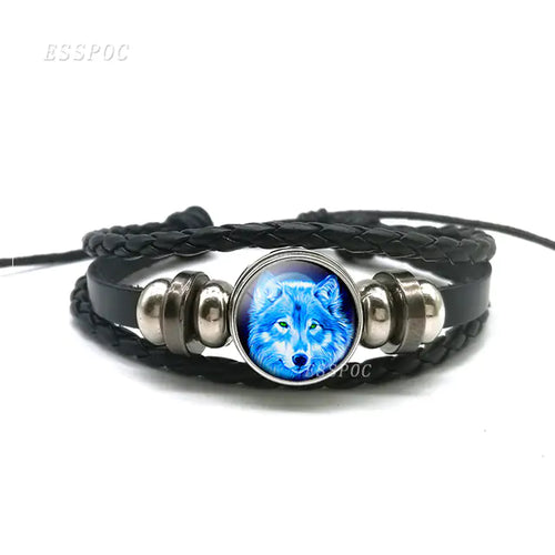 Load image into Gallery viewer, Mystic Wolf Moon Leather Bracelet
