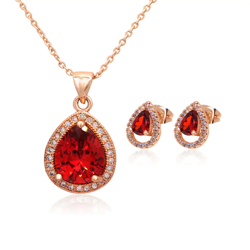 Crimson Elegance Zircon Set