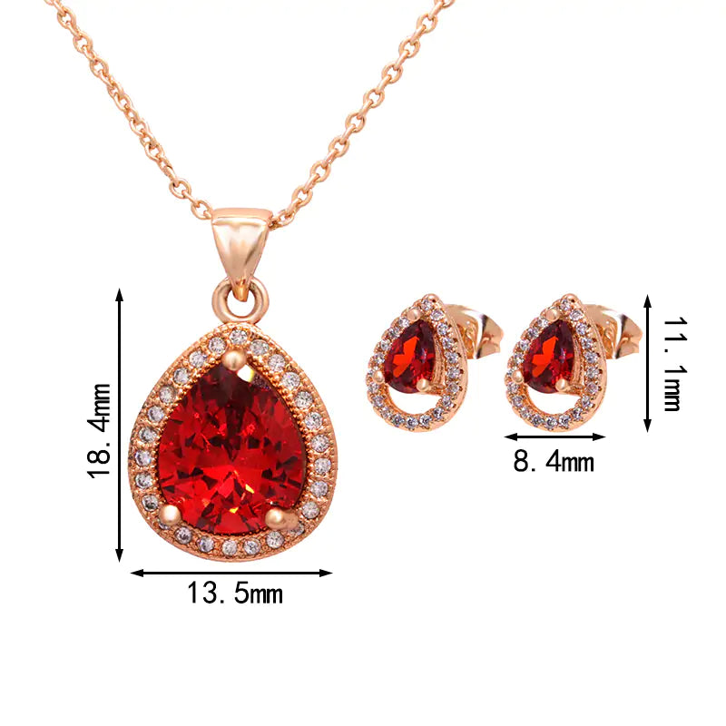 Crimson Elegance Zircon Set