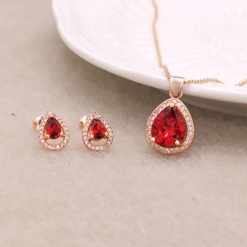 Crimson Elegance Zircon Set