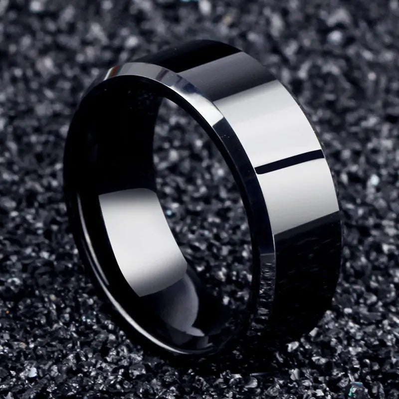 Noir Elegance Stainless Steel Ring