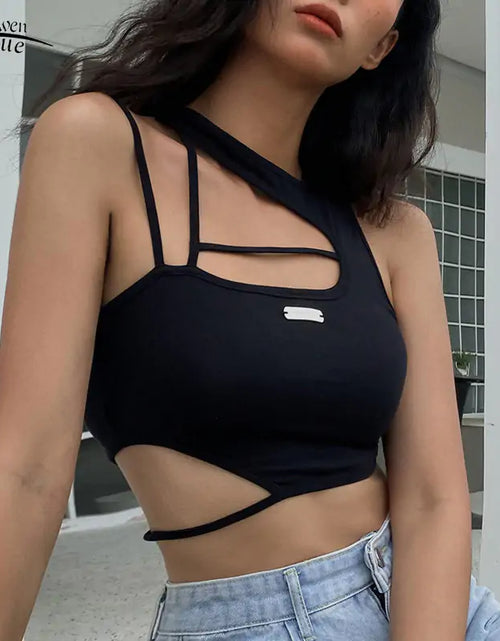 Load image into Gallery viewer, Noir Chic Hollow-Out Crop Top
