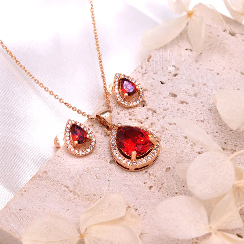 Crimson Elegance Zircon Set