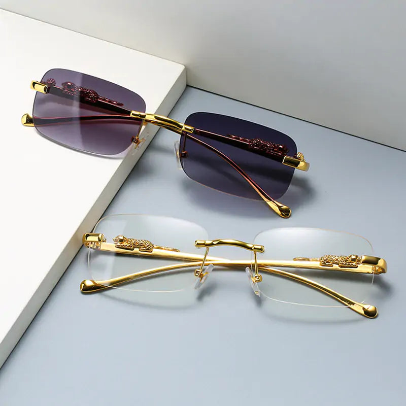 Leopard Luxe Rimless Square Shades