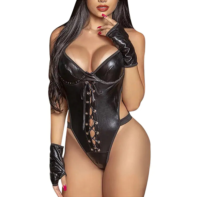 Midnight Allure Latex & Leather Teddy