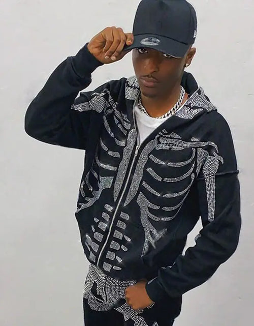 Load image into Gallery viewer, Cryptic Jewel Skeleton Zip Hoodie
