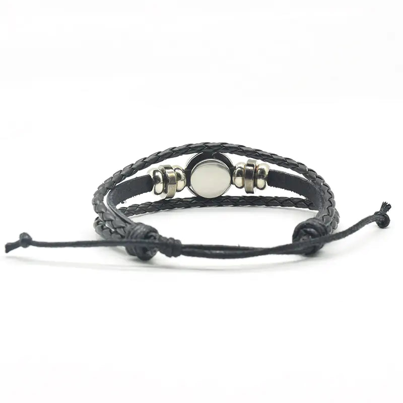 Mystic Wolf Moon Leather Bracelet